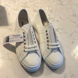 NWT Superga white Tennis shoes ( white leather)